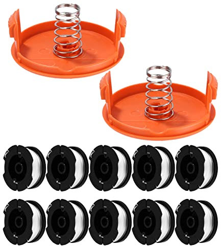 14 Stück Rasentrimmer Spule Für Black Decker Rasentrimmer, A6481 A6485 Trimmer Fadenspule Für Black und Decker Rasentrimmer, Trimmer Spule AF100 (10 Ersatzspulen + 2 Kappe + 2 Feder)