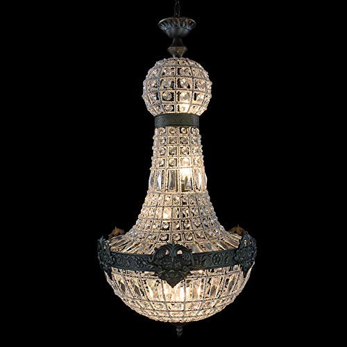 FIRVRE Modern Deckenleuchte Kronleuchter Elegantes Echt Kristall Lüster mit Verstellbarer Kette Vintage Pendelleuchte 6 * E14 Base Bulbs für Wohnzimmer Esszimmer Schlafzimmer Restaurant