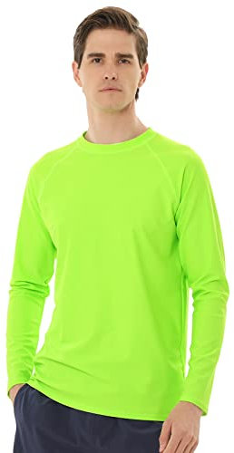 TIZAX UV Badeshirt Herren Langarm Schwimmshirt Rash Guard Shirt Männer UPF50+ Sonnenschutz Wassersport T-Shirt Schnelltrocknend Grün XXL