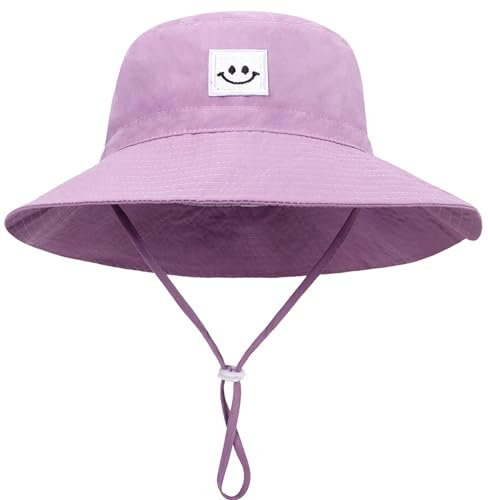 Malaxlx Kleinkind Sonnenhut Lächeln Gesicht Lila Fischerhut Kinder Bucket Hat Strandhut UV Schutz Draussenhut Anglerhut Sommerhut für 2-6 Jahre Mädchen Jungen