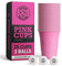 Pink Cups - 25 Pink Party Cups & 3 Balls | Dishwasher Safe & Reusable | 473ml - 16oz Party Cups | Pink Party Cups | Original American Red Cups