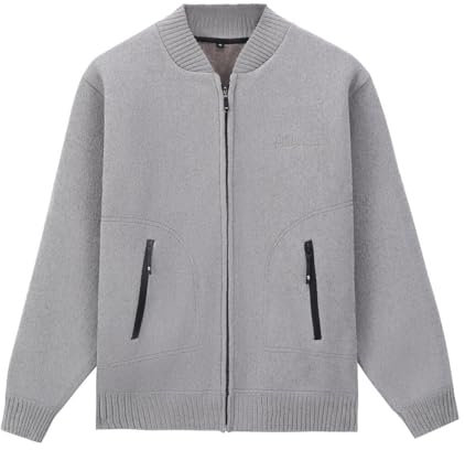 Allthemen Cardigan da Uomo con Cerniera Cardigan in Maglia Classico Maglione Caldo per Inverno 8752# Grigio Chiaro 3XL