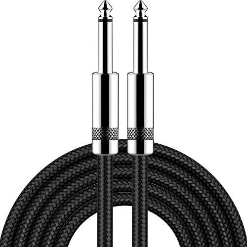 New bee Guitar Cable 6m/20ft Electric Guitar Instrument Cable Braided Bass AMP Cord 1/4 inch Jack Lead for Electric Guitar, Bass Guitar, Electric Mandolin, Pro Audio (Straight Angle, Black)
