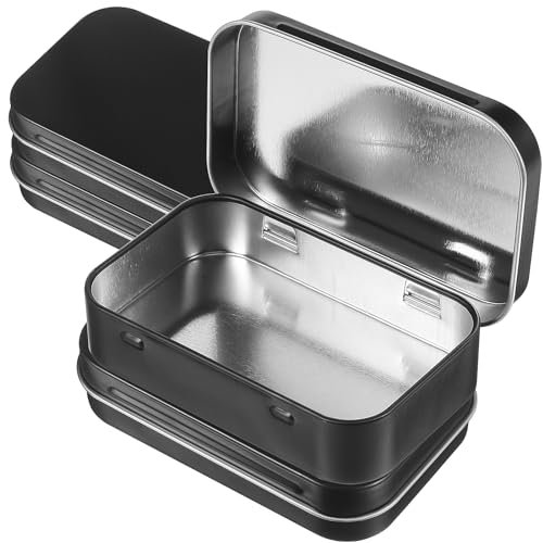 FAVOMOTO Schwarz Metal Tin, Rostfrei Metalldöschen, Kleine Metallbox Dosen mit Deckel Rechteckige Leere Dosen Rostfrei Metalldöschen Kleinen Blechdosen Metall Boxen Rechteckig Dosen Metalltasche