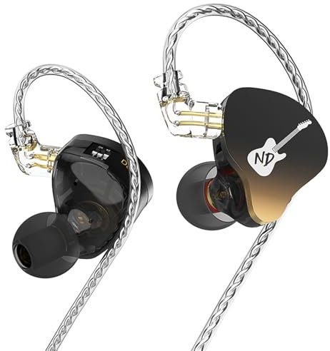 CCA ND DD3 4 Tone Adjustable in Ear Monitor Headphones, Dual Cavity Dual Magnetic Dynamic IEM Earphones, Clear Sound & Deep Bass Earphones Wired, Gaming Earbuds-Black No Mic