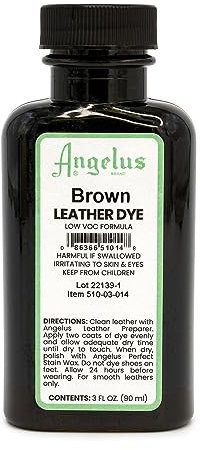 Angelus Leather Dye - Flexible Leather Dye for Shoes, Boots, Bags, Crafts, Furniture, & More 3oz (Brown)