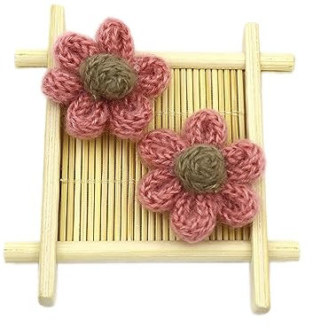 Wambere 50 Stück Blumen Patches Gestrickte Blümchen Gestickte Applikationen zum Aufnähen für DIY-Handyhüllen-Zubehör zum Aufhängen als Ornament,Kleidung T-Shirt Rucksack Hoodies Schuhe,Altrosa