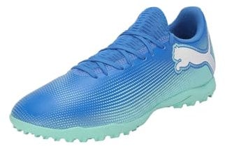 PUMA Future 7 Play TT, Soccer Shoe Unisex Adulto, Hyperlink Blue-Mint White, 43 EU