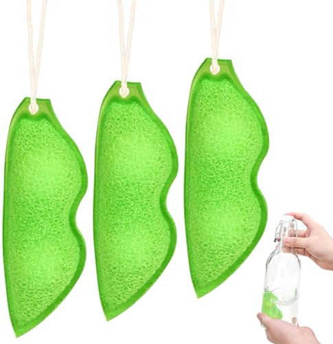 Capgoost Beans Bottle Cleaning Sponge, 3 Stück Flaschenreiniger, Küchenschwämme in Erbsenform, Wiederverwendbarer Magic Beans Bottle Cleaner Sponge, Flaschenreiniger Schwamm für Glasflaschen