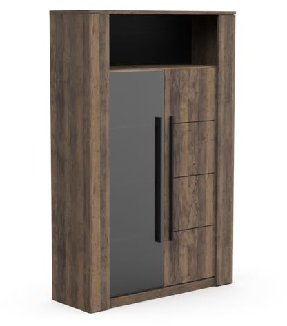 Demeyere Vitrine, Holzfarben dunkel, 114 x 176 x 40 cm