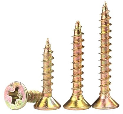 Schrauben, Holzschrauben 100 Stück M4 M5 verzinkte Kreuzschlitz-Holzschraube mit Senkkopf, Spanplatte, Flachkopf, selbstschneidend (Farbe: 25 mm x 100 Stück, Größe: M5) ( Color : 45mm X100pcs , Size :