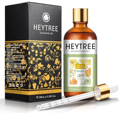 HEYTREE Chamomile Essential Oil for Skin & Hair, Diffuser, DIY Candles | Sensitive Skin & Face-Calming Aromatherapy Oil for Diffuser & Body Comfort-Relaxation, Skincare-100ml