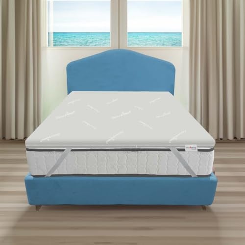 Kühlender Topper 85 x 195 cm Memory und Gel Made in Italy | Cooler Topper mit wärmeregulierendem abnehmbarem Bezug, 3 cm Memoryseite und 3 cm Gelseite - FRESHMIX H6