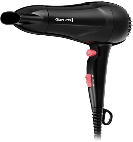 Remington Fast Dry Hair Dryer [Powerful 1900W Performance] (Ionic & Ceramic Technology, Cool Shot, Lightweight & Compact Design) Black/Pink D2000
