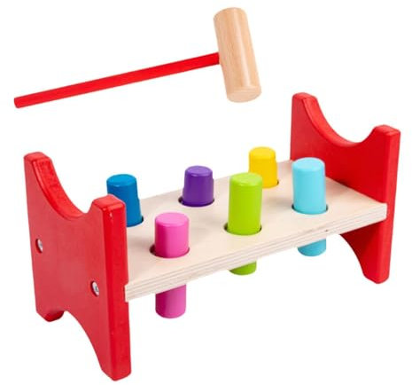 Colcolo Pounding Bench Wood Toy Wooden Pile Hammer Intelligence Toy Wooden Pounding Toy Children Educational Toy for Boy Girls Kids, Rectangle