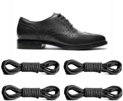 NDTEZUGT 2 Pares Cordones Oxford Encerados Finos para Hombre, ø3mm Zapatos de Cuero, Zapatos de Traje, Botas Chukka Negocios, Botas Redondas