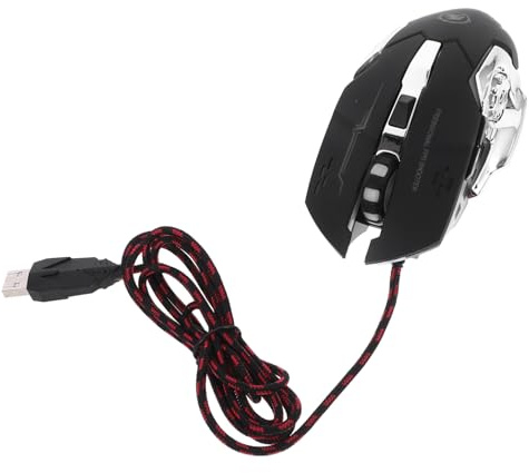 TINEASUR Souris Gamer Filaire USB Noire pour Ordinateur, Design Ergonomique, Dpi Réglables, pour Bureau et Jeu sur PC