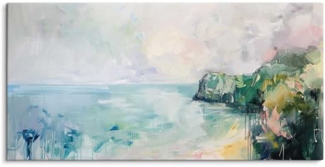 Paul Sinus Moderne Küstenlandschaft in Pastellfarben Stilvolles Leinwandbild im Format 120x60 cm