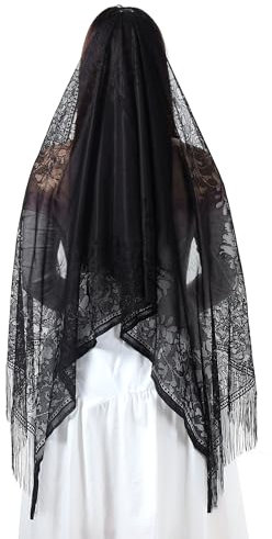 Manfnee Schwarz Spitze Tücher und Wraps für Abendkleider mit Quasten Hochzeit Party Mesh Spitze Schleier