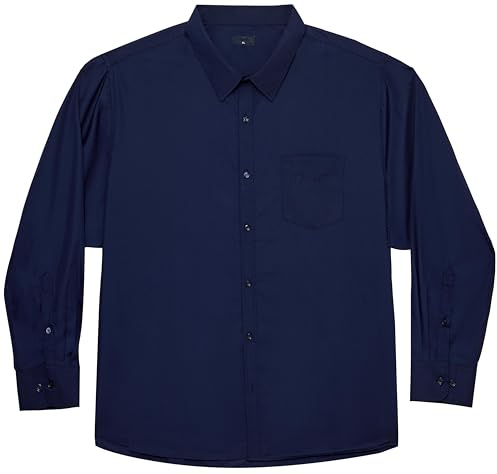 Meewasin Herrenhemden in großen Größen- Langarm Business Casual Hemden Unifarbene mit Button-Down-Hemden von XXL(T) bis 6XL(T) (Langer Passform(MW300,6XLT)