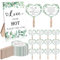 30Pcs Wedding Fan Gifts for Guests Greenery Wedding Favors Wooden Hand Held Sandalwood Fans with 1 Wedding Table Sign, Thank You Fans for Guests Hostess Gifts Wooden Handheld Fan Wedding Favor Fans