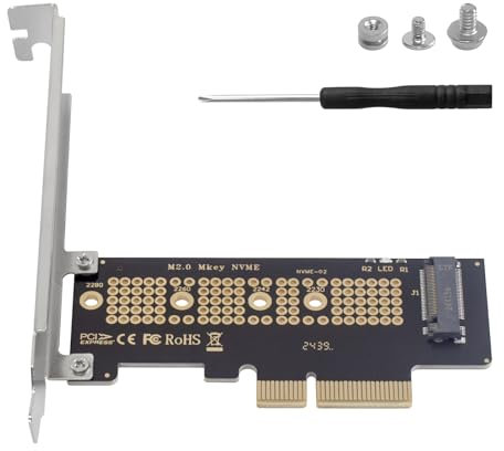 Duttek Adaptateur M.2 NVME vers PCI-E 4.0, 3.0, 2.0, 1.0 NVME vers PCIE X4 pour disques SSD M.2 NVMe 2230/2242/2260/2280 M.2, carte d'extension de protocole NVME PCIE X4 M.2