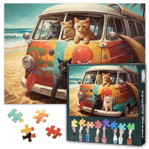 Katzen Puzzles für Erwachsene 1000 Teile - Tier 1000-Teile Puzzle für Erwachsene - 27,5 x 19,7 Zoll