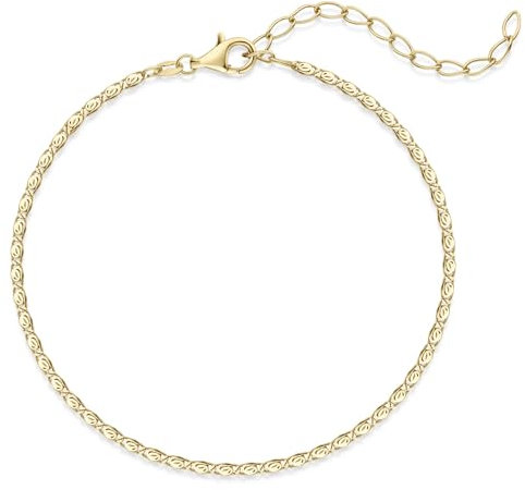 MATERIA Armband Panzerkette Gold - 925 Silber vergoldet1,8mm 18-23cm Länge verstellbar Damen Herren SA-25-Gold