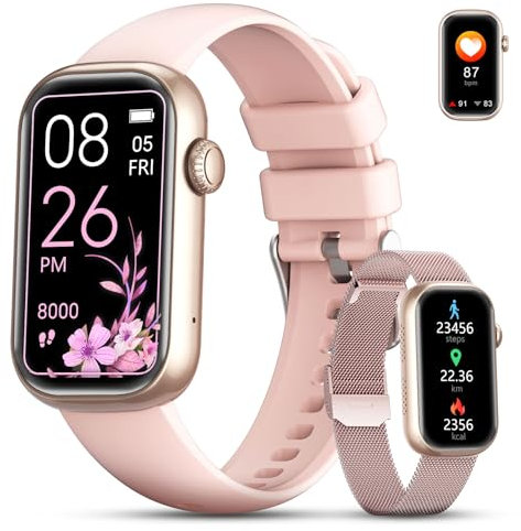 LIGE Montre Connectée Homme Femme, 1,75'' HD Smartwatch avec Appels Bluetooth, Multitude de Modes Sportifs,Montre Sport avec Surveiller Cardio, Podometre et Sommeil pour Android iOS,Rose