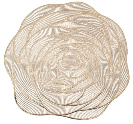 Pochemat In PVC A Forma Di Rosa - Tavolini Floreali Creativi, 38 Cm/14.9 In Tappetini Decorativi Decorativi Per Cucina, Matrimonio, Festa,Oro,14 Pezzi