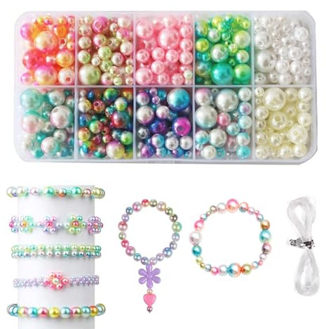 Canollo 600 Stück Perlen für Armbänder, Runde Bunte Bead, Perlen zum Auffädeln, Ketten Selber Machen Bastelset, Schmuckzubehör zum Auffädeln für DIY Schmuckherstellung, Kleidung, Ohrringe, Handwerk