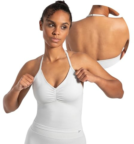 SMILODOX Crop Top Damen Malena, Cropped Neckholder Sporttop mit Ringdetails, Raffung & Rückenfrei, Tanktop nahtlos & figurbetont, ideal für Sport, Freizeit, Yoga & stylische Active Looks