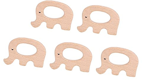 VGEBY Babybaby Gebiss Spielzeug Baby Holz - Sicher und Komfortabel - Beruhigen das Wunde Zahnfleisch 5pcs für Jungen und Mädchen (Elefant)
