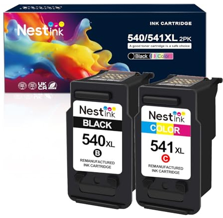 Nestink 540XL Tintenpatronen Ersatz für Canon 541XL (2er-Pack) | 【Hohe Kapazität】 540 541 pg540xl cl541xl kompatibel mit Canon Pixma TS5150 TS5151 TS5100 MG3600 MG3650S MX374 MX375 MX390