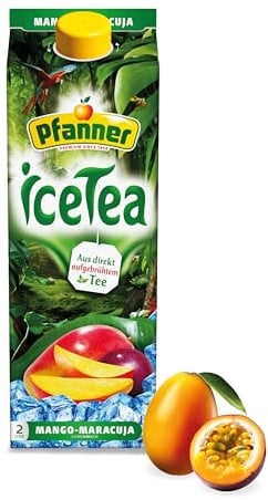 Pfanner IceTea Mango-Maracuja – Direkt aufgebrühte Schwarzteesorten mit Mango- und Maracujasaft (1 x 2 l) (Packung mit 12)