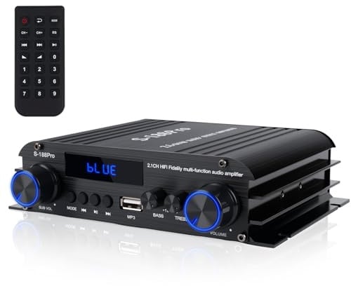Amplificador Audio HiFi Estéreo de Potencia 2.1 1000W Pico, Bluetooth 5.3
