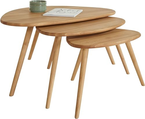 TaBoLe Couchtische Set VIGO, Kernbuche massiv geölt (2er Set (Tisch mittel und klein))