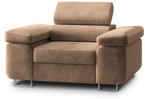 Masseno Ohrensessel Calvo M, Lounge Sessel, mit Armlehnen, Komfort Polsterstuhl für Esszimmer, Wohnzimmer, Bein aus Metall, Monolith 09