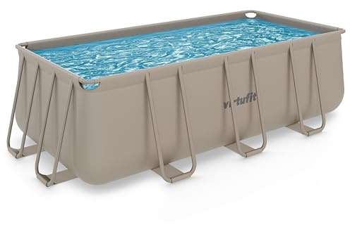 VirtuFit Piscina rettangolare 400 x 200 x 122 cm Beige - Telaio in acciaio - Resistente ai raggi UV - Famiglia - Pompa di filtrazione inclusa