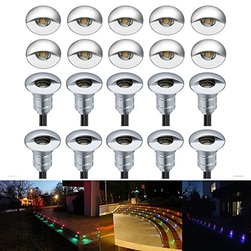 SUBOSI 20er led BodeneinbauleuchtenTreppen Bodeneinbauleuchten Aussen 0.4W Ø26mm IP65 DC12V Wasserdicht Einbaustrahler Terrasse Küche Garten Led Lampe