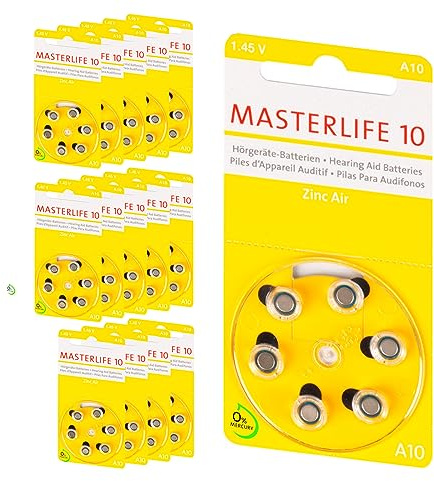 MASTERLIFE HÖRGERÄTE BATTERIEN Typ 10 PR70 gelb A10 Batterie (90)