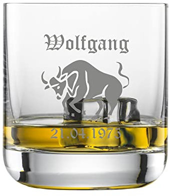 laser-diele Whiskyglas mit Name - Geschenkidee zum Geburtstag – Personalisiertes Whiskyglas mit Gravur – Geschenk für Männer und Frauen – Sternzeichen