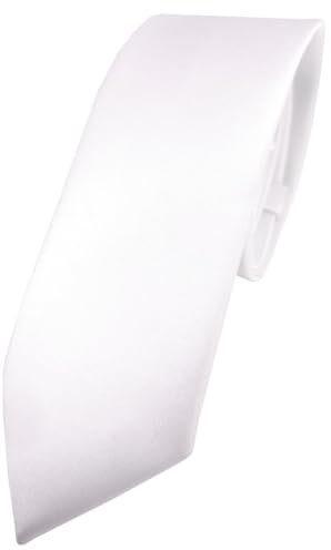 TigerTie Herren Krawatte – schmale 5,5 cm Krawatte in weiss einfarbigem Design, ideal für Geschäftstermine, festliche Anlässe und die Freizeit
