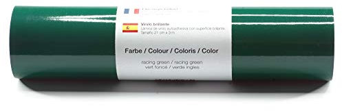 Selbstklebende Plotterfolie Vinylfolie 21 cm x 3 m glänzend 39 Farben zur Auswahl, Farbe:184 Racing-Green