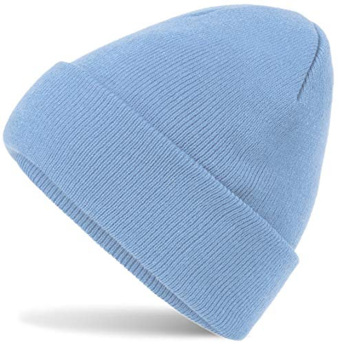 HatStar Wintermütze | Damen Beanie Mütze | Herren Feinstrick Beanie | für Frauen Männer Unisex | Cuffed Hats Weich & Warm (Blue Sky)