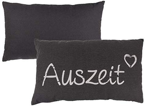 Verschiedene Kissen zur Auswahl/Wohnen/Wohndesign/Zuhause, Anzahl:2er Set, Kissen Motiv:Auszeit grau