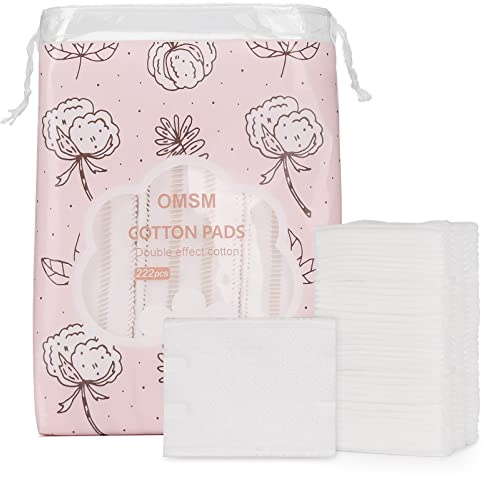 OMSM Cotton Pads, Facial Makeup Remover Squares, 100% Pure Cotton, 222PCS