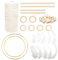 LLGLEU Makramee Garn Baumwollgarn 3mm x 100m mit 80 Pcs Holzperlen, 4 Pcs Holzstäbchen, 6 Pcs Holzringe, 2 Pcs Metall Goldringe und 10 Pcs Federn zum Basteln Wandbehänge Pflanzenbügel Traumfänger