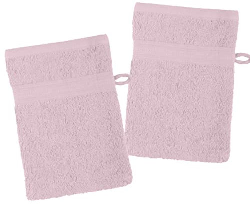 Stof - Lot de 2 Gants de Toilette - Taille 15x21 cm - 100% Coton Bio - Couleur Poudre - Modèle Lagune - Linge de Bain - Doux et de Bonne qualité - Certifié Oeko Tex