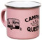 MUGSY Emaille Tasse, Camping Queen Wohnwagen-Motiv, 300ml, Pink, leicht & bruchsicher